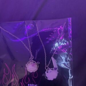 Anti Social Social Club Silver Necklace with Cute Charm